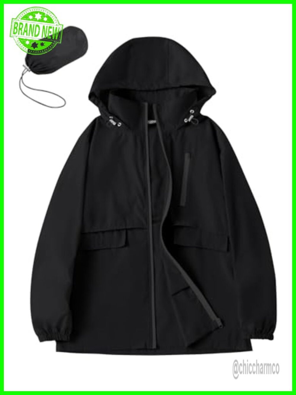 Women's Waterproof Hooded Rain Jacket Lightweight Packable Windbreaker